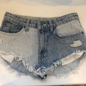 LF denim pinstripe shorts